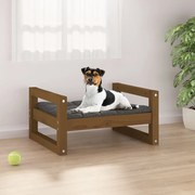 Cama p/ cães 55,5x45,5x28 cm madeira pinho maciça castanho mel