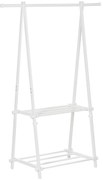 HOMCOM Suporte para Cabide Dobrável com 2 Prateleiras e  1 Barra para Pendurar Roupas para Sala Quarto Entrada 107,5x45x150 cm