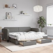 vidaXL Sofá-cama c/ gavetão e gavetas 80x200 cm tecido cinzento-escuro