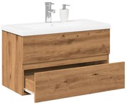 vidaXL Armário com lavatório embutido carvalho artisiano