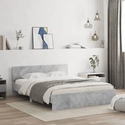 vidaXL Estrutura de cama com cabeceira 140x190 cm cinzento cimento