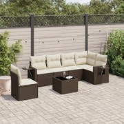 vidaXL 7 pcs conjunto de sofás jardim c/ almofadões vime PE castanho