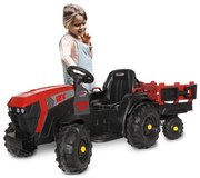 Trator elétrico infantil Super Load com reboque vermelho 12V