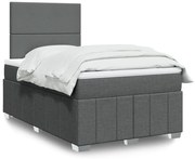 vidaXL Cama boxspring com colchão 120x190 cm tecido cinzento-escuro