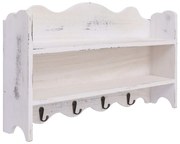 vidaXL Cabide de parede 50x10x30 cm madeira branco