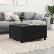 vidaXL Mesa de centro com roda com armazenamento Carvalho preto 75 x 75 x 38 cm