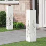 vidaXL Luz Solar LED de Caminho 2 pcs Branco Aço Laminado a Frio