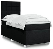 Cama com molas/colchão 90x190 cm tecido preto