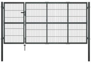 vidaXL Portão de jardim com postes 350x120 cm aço antracite