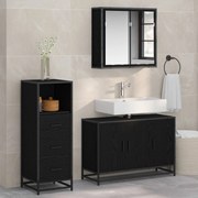 vidaXL Conjunto de Móveis para Banheiro com porta 3 pcs Carvalho Preto