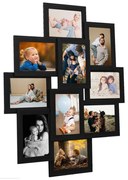 vidaXL Moldura para 10 (10x15 cm) fotografias MDF preto