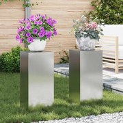 vidaXL Suporte para Plantas 2 pcs Prateado 24 x 24 x 55 cm