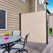 Toldo Lateral Retrátil de Exterior 350x180cm Toldo de Privacidade Extensível com Proteção Solar para Jardim Balcão Bege