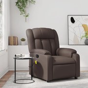 vidaXL Poltrona de massagens reclinável couro artificial castanho