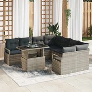 vidaXL Conjunto de Sofá de Jardim 9 Peças com Almofadas - Cinza Claro