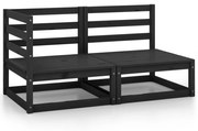 2 pcs conjunto lounge de jardim pinho maciço preto