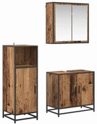 vidaXL Conjunto de Móveis para Banheiro com porta 3 pcs Madeira Antiga