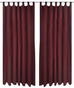 Cortinas de cetim + presilhas 2 pcs, bordeaux 140 x 175 cm