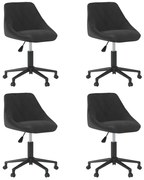 vidaXL Cadeiras de jantar giratórias 4 pcs veludo preto