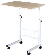 HOMCOM Mesa de computador para Hogar escritorio Altura Ajustável Mesa Compacta com Rodas 60x40x68-78cm Cor Branco|Aosom Portugal