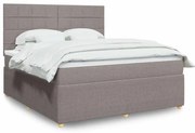 vidaXL Cama com molas/colchão 180x200 cm tecido castanho-acinzentado