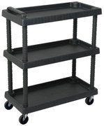vidaXL Carrinho ferramentas oficina c/ 3 níveis 75x37,5x92 cm PP preto
