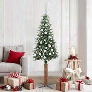vidaXL Árvore de Natal Slim com 300 LEDs com suporte Verde 180 cm