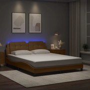 vidaXL Estrutura cama c/ luzes LED 160x200 couro artificial cappuccino