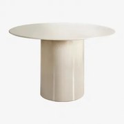 Round Dining Table Ø120 Cm In Tempered Glass And Mdf Asgri Tapioca Bege - Sklum