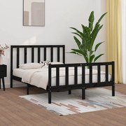 Estrutura de cama dupla pequena 120x190 cm madeira maciça preto