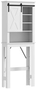 HOMCOM Móvel sobre Sanita com Porta de Correr Estilo Celeiro e 6 Compartimentos Móvel Casa de Banho Rústico 67x25x172 cm Branco | Aosom Portugal
