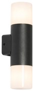 Candeeiro de parede exterior preto com cúpula opala 2 luzes IP44 - Odense Moderno