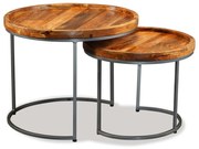 vidaXL Mesa de apoio 2 pcs madeira de mangueira maciça