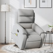 vidaXL Poltrona reclinável massagens tecido cinzento-claro