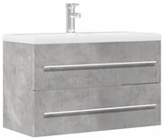 vidaXL Armário de lavatório derivados de madeira cinza concreto