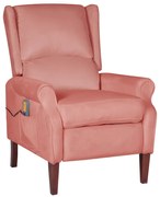 Poltrona de massagens reclinável veludo rosa