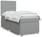vidaXL Cama com molas/colchão 90x190 cm tecido cinzento-claro