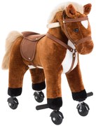 HOMCOM Cavalo para Crianças acima de 36 Meses com Rodas Sons de Relincho e Pedais Carga 60 kg 55x23x60 cm Marrom | Aosom Portugal