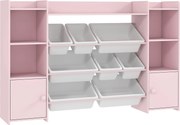 AIYAPLAY Estante organizadora infantil, estante para brinquedos e livros, para arrumação organizada, 8 caixas removíveis, Rosa | Aosom Portugal