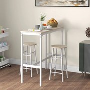 Conjunto de Mesa Alta de Bar com 2 Bancos Mesa Alta de Cozinha com Ban