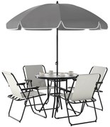 Conjunto de Jardim de 6 Peças – Soleil Crème – Creme e Preto – Mesa Ø8