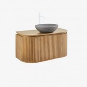 Conjunto De Móvel De Casa De Banho Suspenso Em Madeira De Manga Analis Madeira De Manga & Cimento Cinzento Redondo Ø40 Cm Tarsis & Sem - Sklum