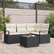 vidaXL Conjunto de Sofás 5 pcs Preto vime PE