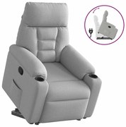 vidaXL Poltrona reclinável elevatória tecido cinzento-nublado
