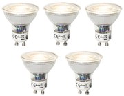 Conjunto de 5 Lâmpadas LED GU10 Reguláveis 7W 600 lm 3000K