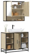 vidaXL 2 pcs conj. móveis casa banho derivados madeira carvalho sonoma