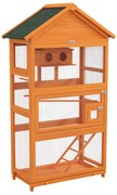 Pawhut Gaiola para Pássaros em Madeira Gaiola para Papagaio Área de Jogos Telhado de Asfalto Impermeável 92x52x171 cm Laranja | Aosom Portugal