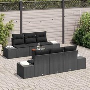 vidaXL Conjunto de Sofás de Jardim 7 pcs Preto 55 x 55 x 37 cm