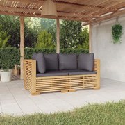 vidaXL Sofás de canto para jardim com almofadões 2 pcs teca maciça
