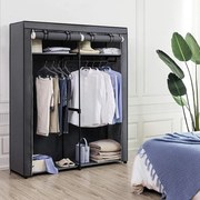 Guarda Roupa em tecido com varões para roupa 140 x 43 x 174 cm cinzento